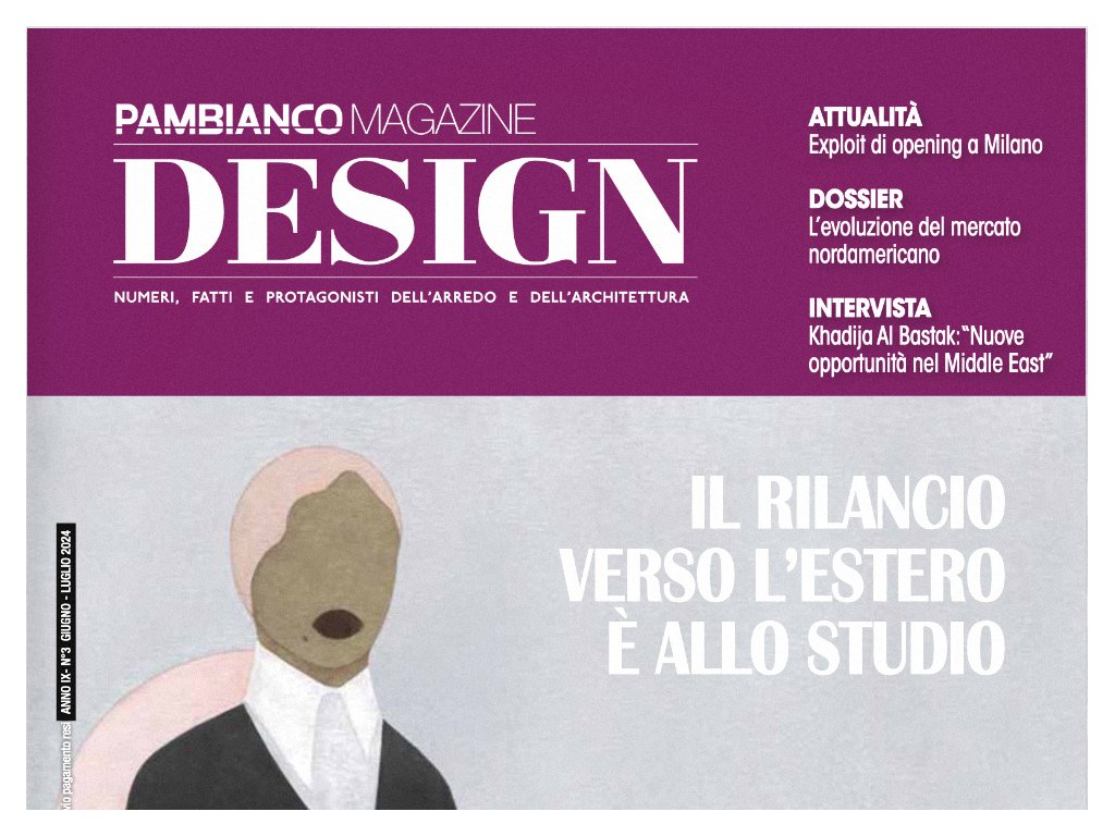 Una parte della copertina del magazine Pambianco Design di giugno/luglio.